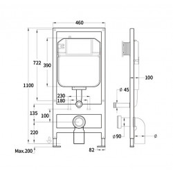 Инсталляция для подвесного унитаза Welt-Wasser WW BAMBERG 460 CR с кнопкой хром глянцевый