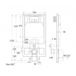 Инсталляция для подвесного унитаза Welt-Wasser WW BAMBERG 545 CR с кнопкой хром глянцевый