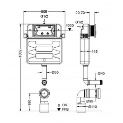 Бачок застенный для приставного унитаза BURKE MOD1.1 [199.00.1]