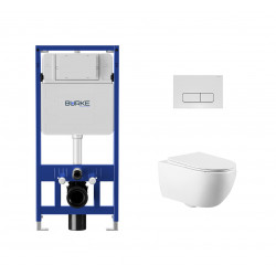 Комплект 5 в 1 инсталляция с унитазом BURKE MOD1 с клавишей смыва Тип 02 белый глянец, унитаз Skandenborg Rimless