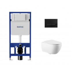 Комплект 5 в 1 инсталляция с унитазом BURKE MOD1 с клавишей смыва Тип 09 чёрный матовый, унитаз Skandenborg Rimless