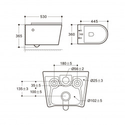 Комплект инсталляции Amore di Mare QuickFit 50114 с унитазом Temo Bidet P322X, кнопка 303BN