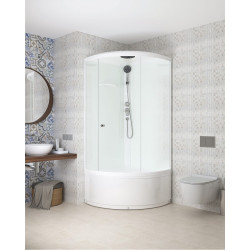 Душевая кабина Domani-Spa Simple 99 high 90x90 сатин-матированное стекло / белые стенки