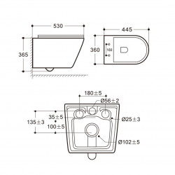 Комплект инсталляции Amore di Mare QuickFit 50114 с унитазом Elsa Tornado P312-T, кнопка 303G