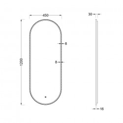 Зеркало Roxen Grown 510200-120B 45x120 с LED подсветкой