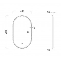 Зеркало Roxen Grown 510200-70GM 40x70 с LED подсветкой