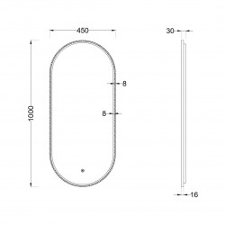 Зеркало Roxen Grown 510200-100GM 45x100 с LED подсветкой