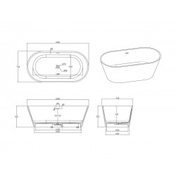 Ванна из искусственного камня Timo solid ELISSA1500 150x75 белый матовый