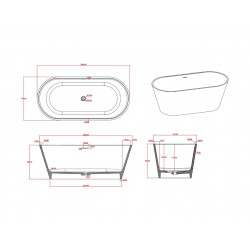 Ванна из искусственного камня Timo solid ELISSA1580 158x74 белый матовый