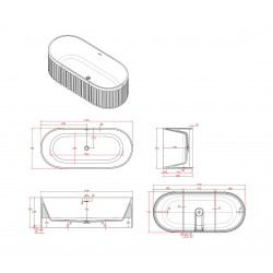 Ванна из искусственного камня Timo solid KIARA1680 168x74 белый матовый
