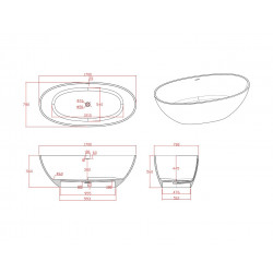 Ванна из искусственного камня Timo solid LEMPI1700 170x78 белый матовый
