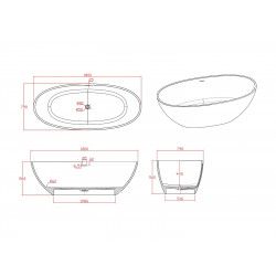 Ванна из искусственного камня Timo solid LEMPI1800 180x79 белый матовый