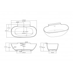 Ванна из искусственного камня Timo solid LUMI1770 177x89,5 белый матовый