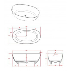 Ванна из искусственного камня Timo solid SATU1450 145x78 белый матовый