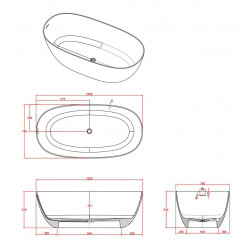 Ванна из искусственного камня Timo solid SATU1555 155x78 белый матовый