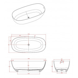 Ванна из искусственного камня Timo solid SATU1750 175x81 белый матовый