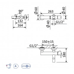 Смеситель для ванны Bruma Leaf 167 030 1NS Night Sky с душевым гарнитуром