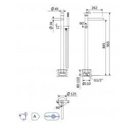 Смеситель для ванны Bruma Leaf 167 980 2ST Satinox тип ручки 2
