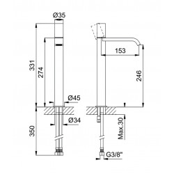 Смеситель для умывальника Bruma Avalon 189 210 1NS Night Sky