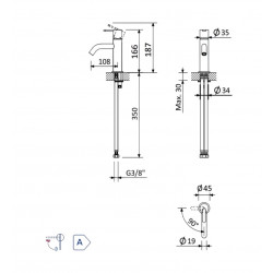 Смеситель для умывальника Bruma Leaf 167 001 2NS Night Sky, ручка тип 2