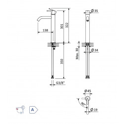 Смеситель для умывальника Bruma Leaf 167 002 1NS Night Sky (ручка тип 2)