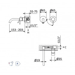 Внешняя часть смесителя для раковины Bruma X-Alpha E186 850 2IS Satin Stainless Steel