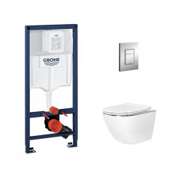Комплект инсталляции Grohe Rapid SL 38772001 с унитазом Amore di Mare Delio Silver Line, кнопка Skate Cosmopolitan 38732000
