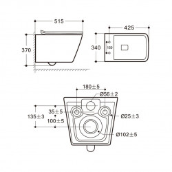 Комплект инсталляции Grohe 38811KF0 с кнопкой 38966KF0 и унитазом Amore di Mare Garda Bidet