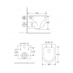 Комплект инсталляции Grohe 38811KF0 с кнопкой 38966KF0 и унитазом Amore di Mare Delio Bidet