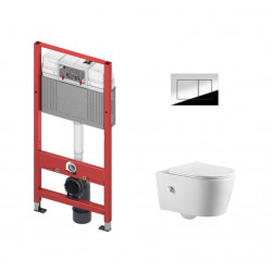Комплект инсталляции Tece TECEbase 9.400.412 с кнопкой хром и унитазом Amore di Mare Temo Bidet