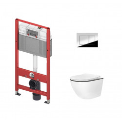 Комплект инсталляции Tece TECEbase 9.400.412 с кнопкой хром и унитазом Amore di Mare Delio Black Line