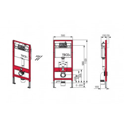 Комплект инсталляции TECEbase 9400413 с белой кнопкой и унитазом Amore di Mare Tassaro