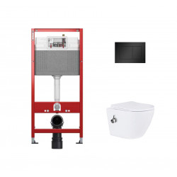 Комплект инсталляции TECEbase 9400414 с чёрной кнопкой и унитазом Amore di Mare Delio Bidet