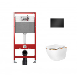 Комплект инсталляции TECEbase 9400414 с чёрной кнопкой и унитазом Amore di Mare Delio Gold Line