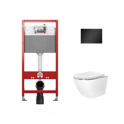 Комплект инсталляции TECEbase 9400414 с чёрной кнопкой и унитазом Amore di Mare Delio Silver Line