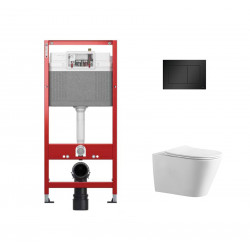 Комплект инсталляции TECEbase 9400414 с чёрной кнопкой и унитазом Amore di Mare Elsa Tornado