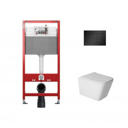 Комплект инсталляции TECEbase 9400414 с чёрной кнопкой и унитазом Amore di Mare Tassaro Tornado