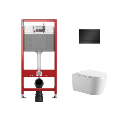 Комплект инсталляции TECEbase 9400414 с чёрной кнопкой и унитазом Amore di Mare Temo Tornado