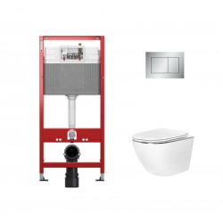 Комплект инсталляции TECEbase 9400402 с кнопкой матовый хром и унитазом Amore di Mare Delio Silver Line