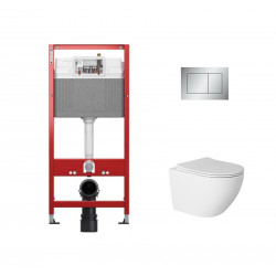 Комплект инсталляции TECEbase 9400402 с кнопкой матовый хром и унитазом Amore di Mare Delio