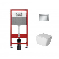 Комплект инсталляции TECEbase 9400402 с кнопкой матовый хром и унитазом Amore di Mare Tassaro