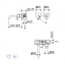 Внешняя часть смесителя для раковины Bruma Leaf E167 011 9NS Night Sky