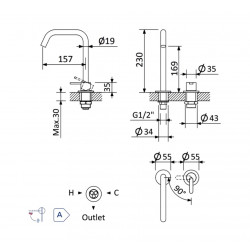 Смеситель для умывальника Bruma Leaf 167 002 4SR Sunrise