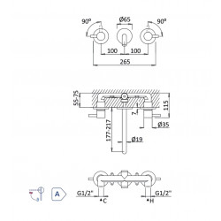Внешняя часть смесителя для раковины на 3 отверстия Bruma Lusitano E107 010 5SR Sunrise