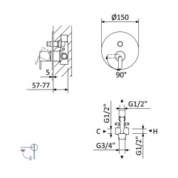 Смеситель скрытого монтажа Bruma Leaf 167 130 1SR Sunrise