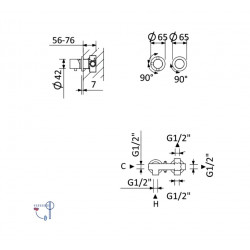 Смеситель скрытого монтажа на 2 отверстия с 3 выходами Bruma Adagio 193 142 1SR Sunrise