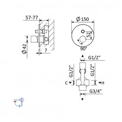 Смеситель скрытого монтажа с 2 выходами Bruma Adagio 193 130 1CR Chrome