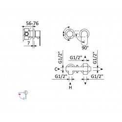 Смеситель скрытого монтажа на 2 отверстия с 3 выходами Bruma Coral 194 140 0NS Night Sky