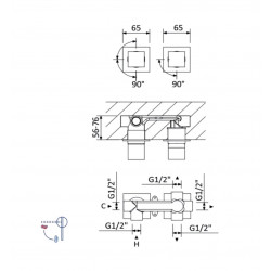 Смеситель скрытого монтажа на 2 отверстия с 3 выходами Bruma Escudo 102 140 2NS Night Sky