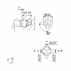 Внешняя часть смесителя с 1 выходом Bruma Leaf E167 120 1SR Sunrise